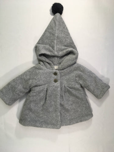 Manteau polar gris chiné à capuche, 1+ in the family, moins cher chez Petit Kiwi