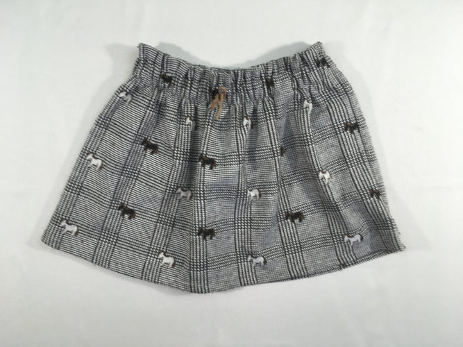 Jupe style tweed gris-brun chiens, moins cher chez Petit Kiwi