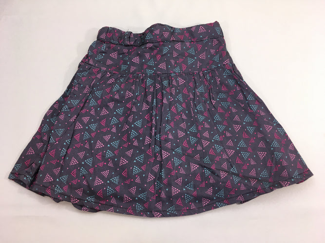 Jupe mauve motifs triangles roses, bleus, moins cher chez Petit Kiwi