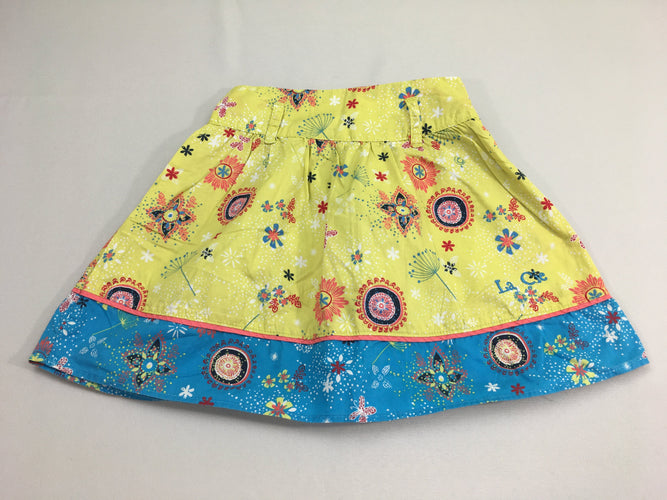 Jupe vert jaune/bleue à motifs, moins cher chez Petit Kiwi