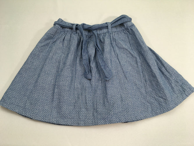 Jupe bleue denim fins motifs blancs, moins cher chez Petit Kiwi