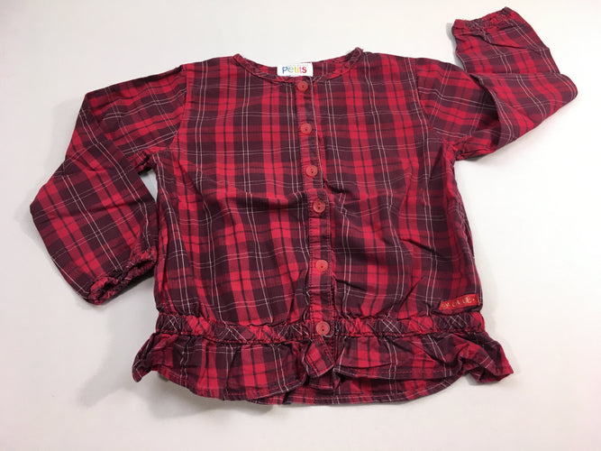 Blouse m.l à carreaux roses/mauves boutonnée , dessous élastique., moins cher chez Petit Kiwi