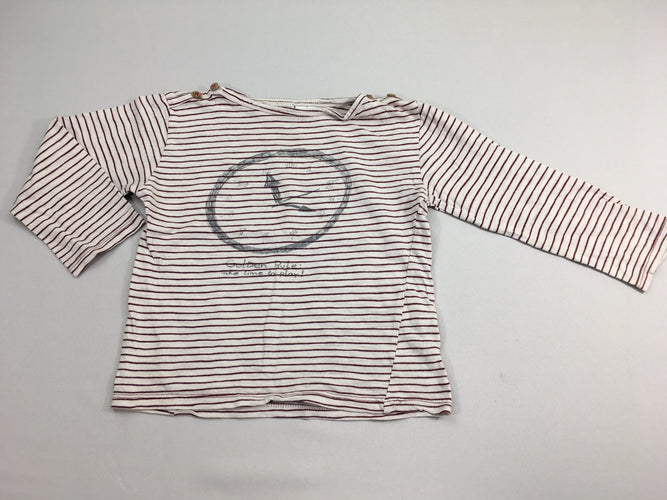 T-shirt m.l rose pâle rayé mauve Horloge, moins cher chez Petit Kiwi